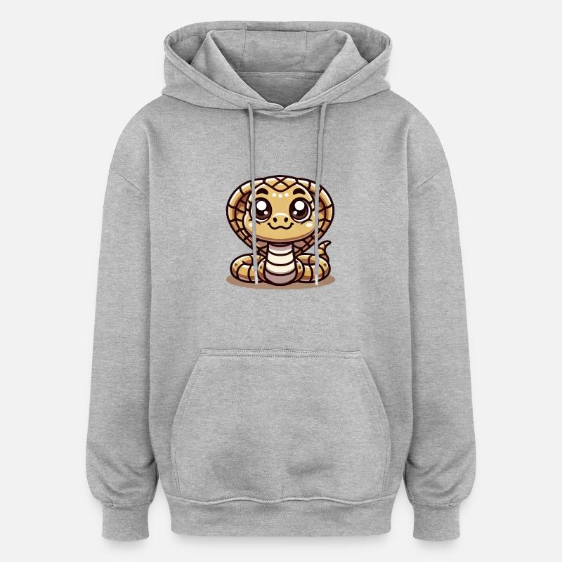 Kobra Schlange Comic - Oversized Unisex Hoodie - Grau meliert