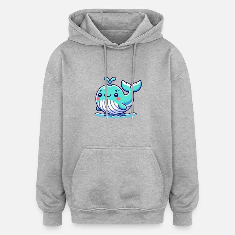 bande dessinée de baleine - Sweat à capuche oversize unisexe - gris chiné