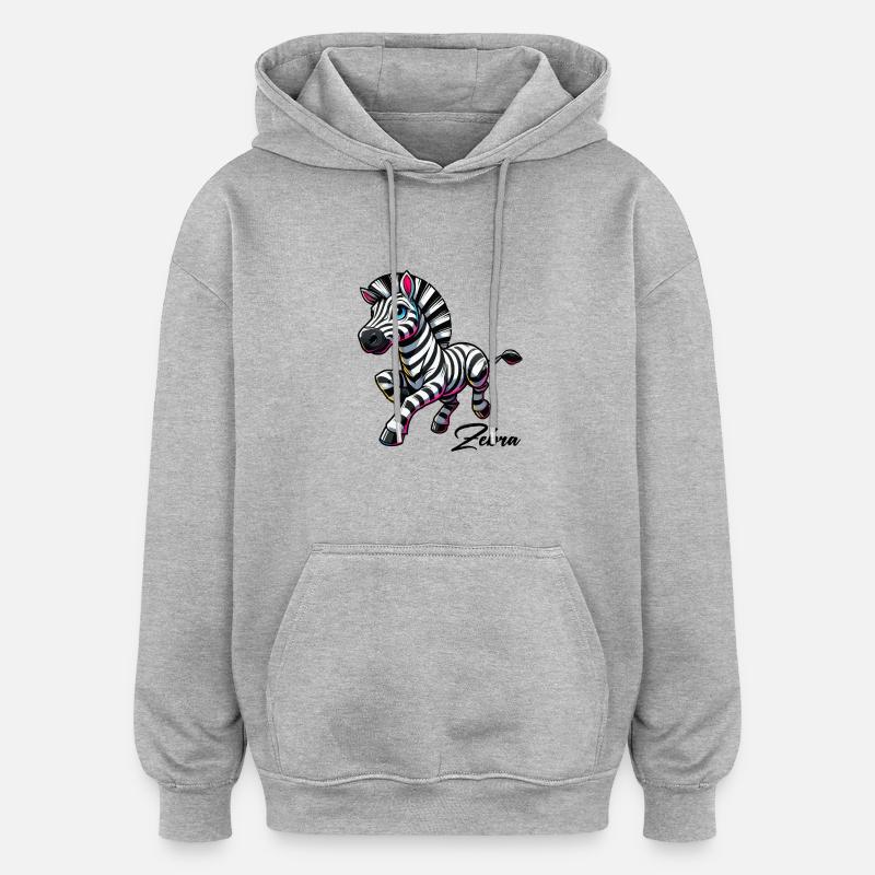 bande dessinée zèbre - Sweat à capuche oversize unisexe - gris chiné