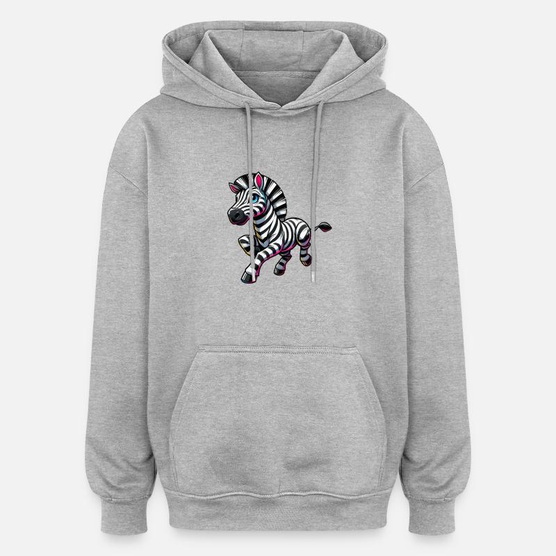 bande dessinée zèbre - Sweat à capuche oversize unisexe - gris chiné