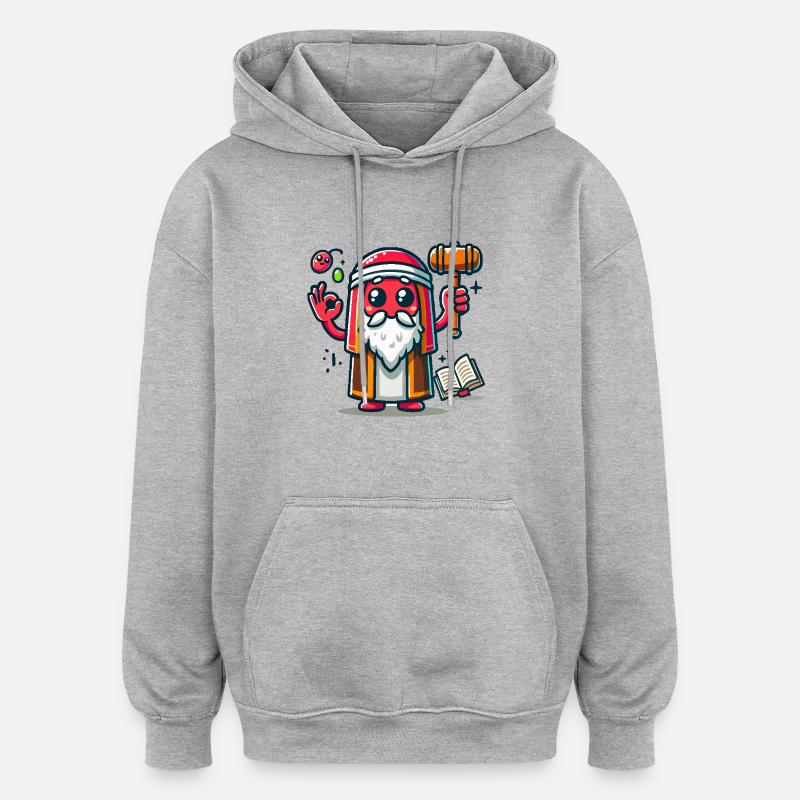 Héros rouge avec un marteau - Sweat à capuche oversize unisexe - gris chiné
