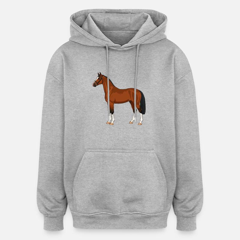 Cheval de Hackney réel - Sweat à capuche oversize unisexe - gris chiné