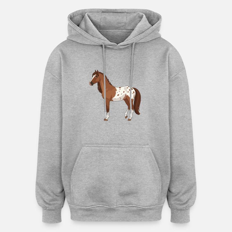 Cheval Appaloosa réel - Sweat à capuche oversize unisexe - gris chiné