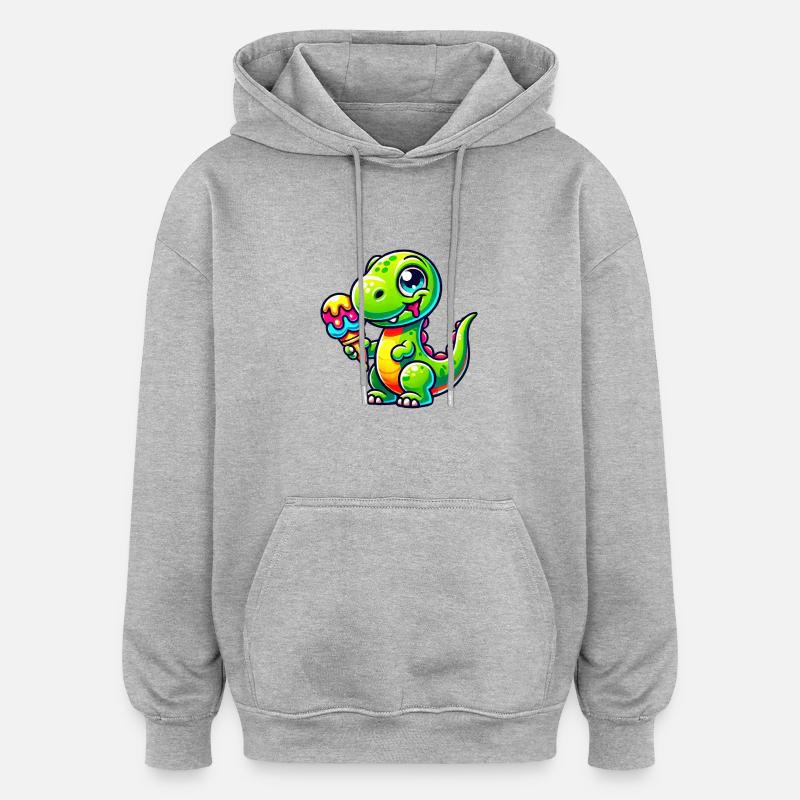 Dino Comic Glace - Sweat à capuche oversize unisexe - gris chiné