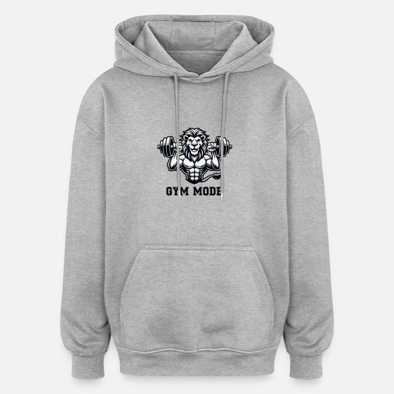 löwe bodybuilder tier - Oversized Unisex Hoodie - Grau meliert