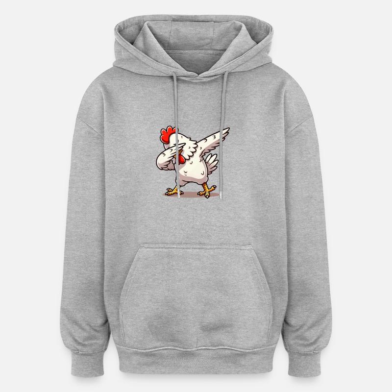 dabber du poulet - Sweat à capuche oversize unisexe - gris chiné