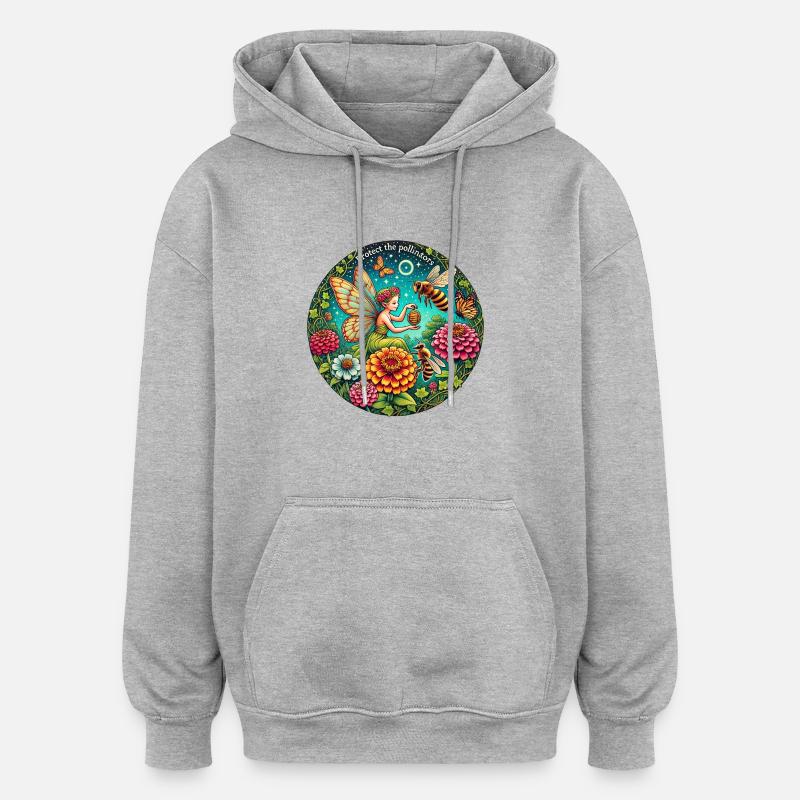 Fée abeille - Sweat à capuche oversize unisexe - gris chiné