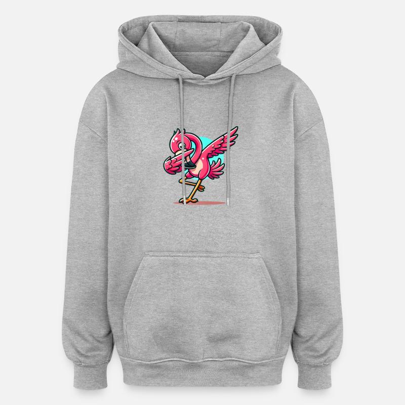 Flamingo Comic - Oversized Unisex Hoodie - heather grey