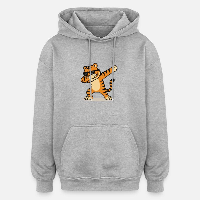 Tiger Dabbing - Sweat à capuche oversize unisexe - gris chiné