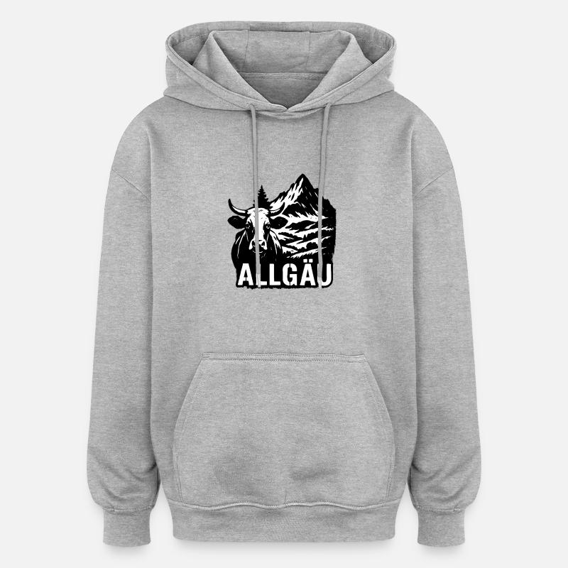 Allgauer Berge mit Kuh - Oversized Unisex Hoodie - Grau meliert