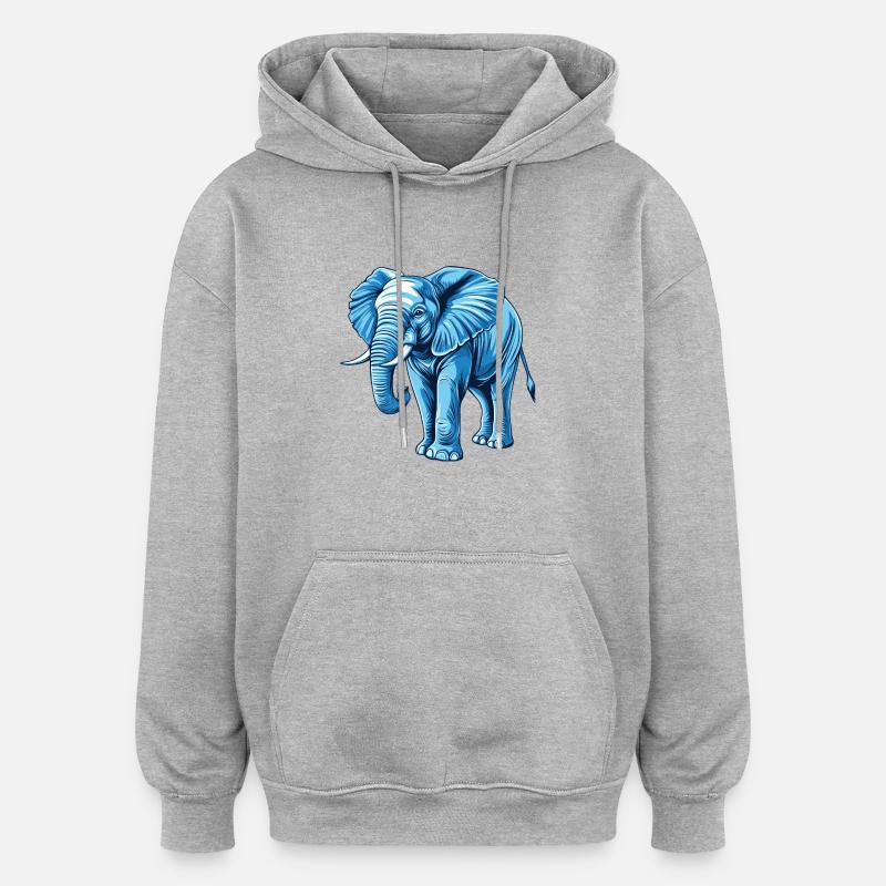 éléphant bleu - Sweat à capuche oversize unisexe - gris chiné