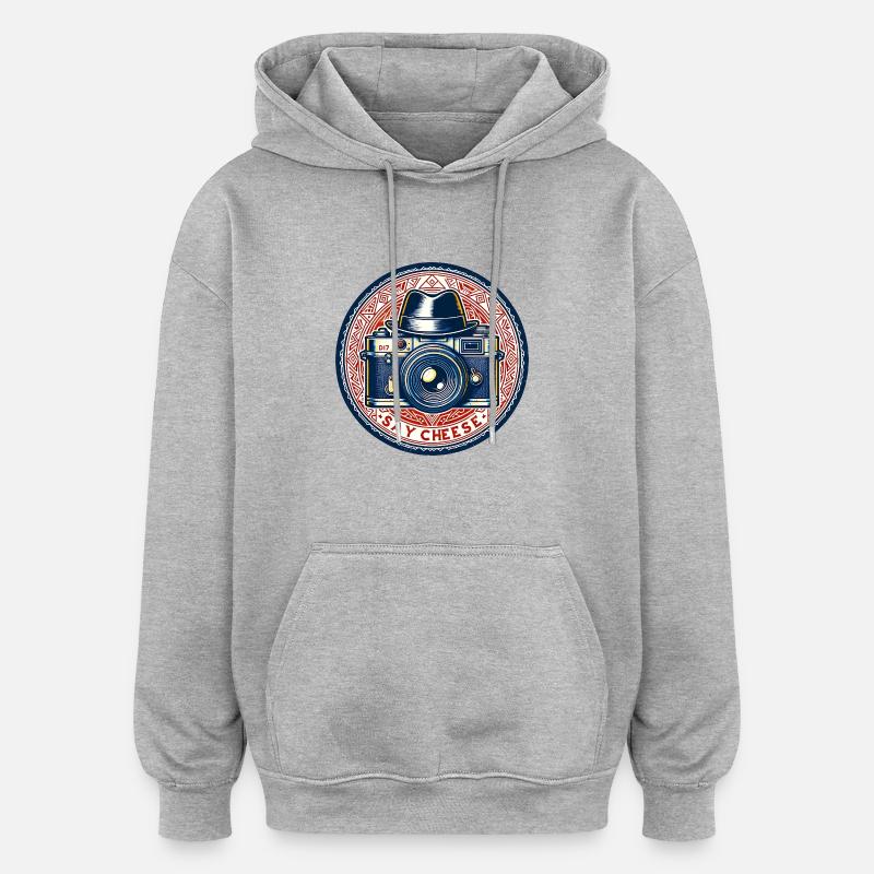 Say Cheese - Klick mit Stil - Oversized Unisex Hoodie - Grau meliert