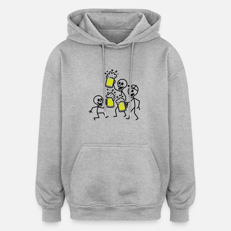 Bier Team Skelett - Oversized Unisex Hoodie - Grau meliert