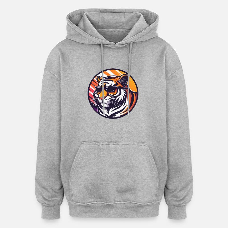 Tiger Comic Cool - Oversized Unisex Hoodie - heather grey