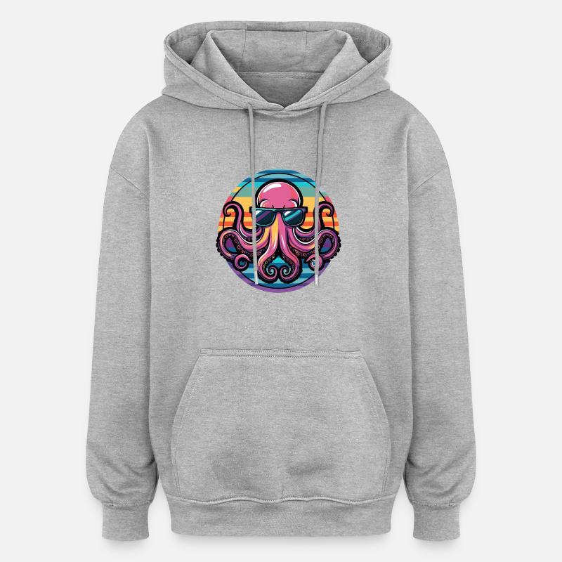 Oktopus Cool Comic - Oversized Unisex Hoodie - Grau meliert