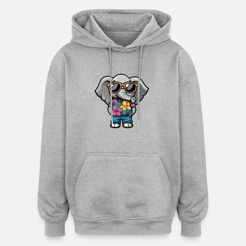 Elephant Comic Holiday - Sweat à capuche oversize unisexe - gris chiné