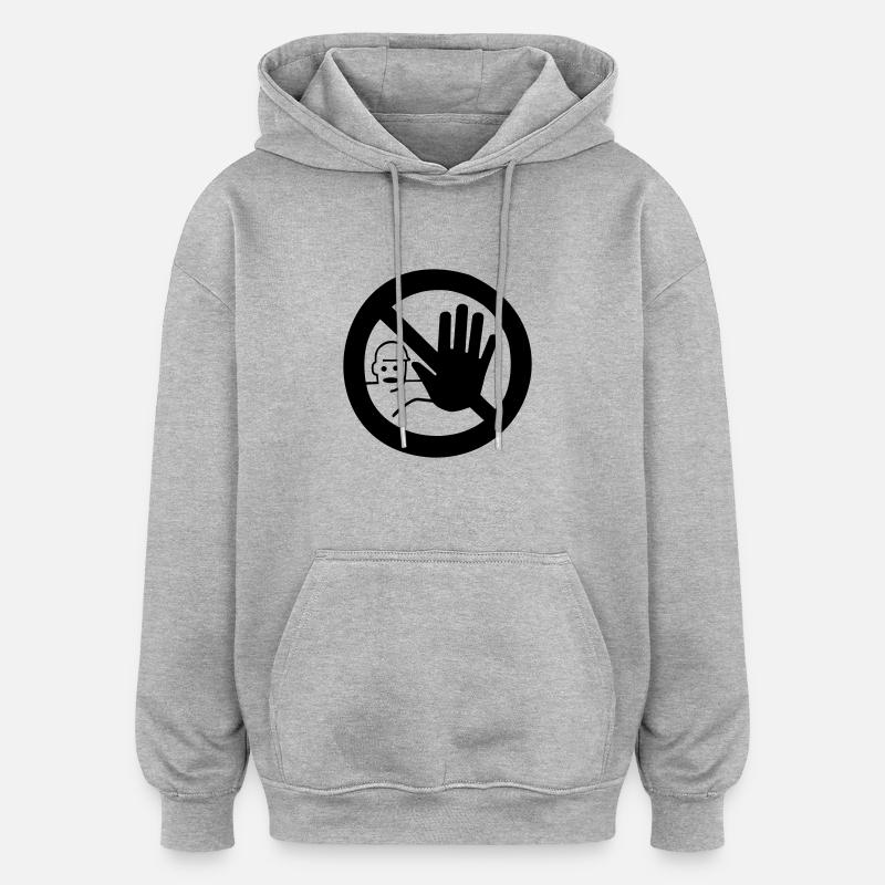 ARRÊT - Sweat à capuche oversize unisexe - gris chiné