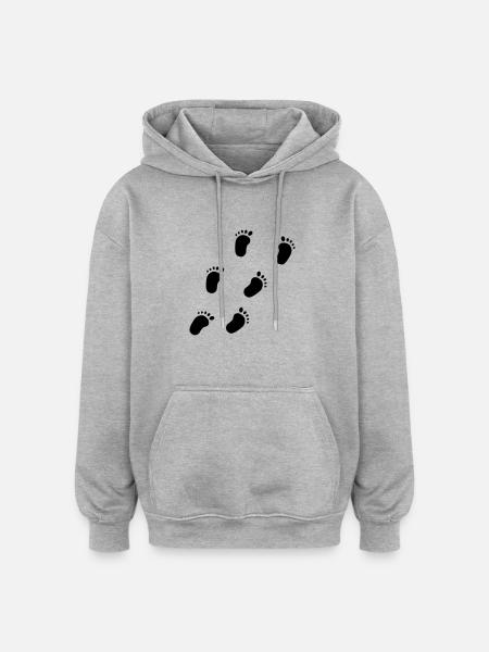 Babyfüße - Oversized Unisex Hoodie - Grau meliert
