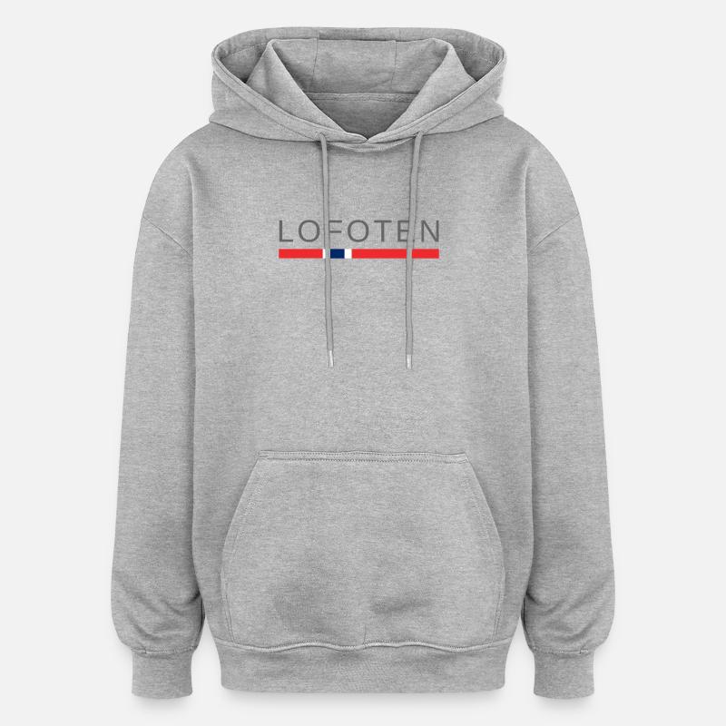 Îles Lofoten en Norvège - Sweat à capuche oversize unisexe - gris chiné