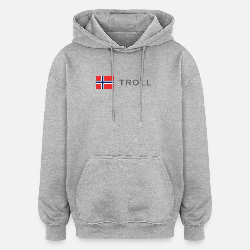 Troll - Sweat à capuche oversize unisexe - gris chiné