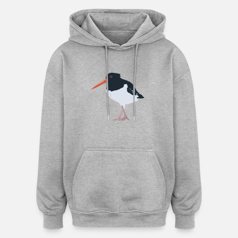 Austernfischer illustriert - Oversized Unisex Hoodie - Grau meliert