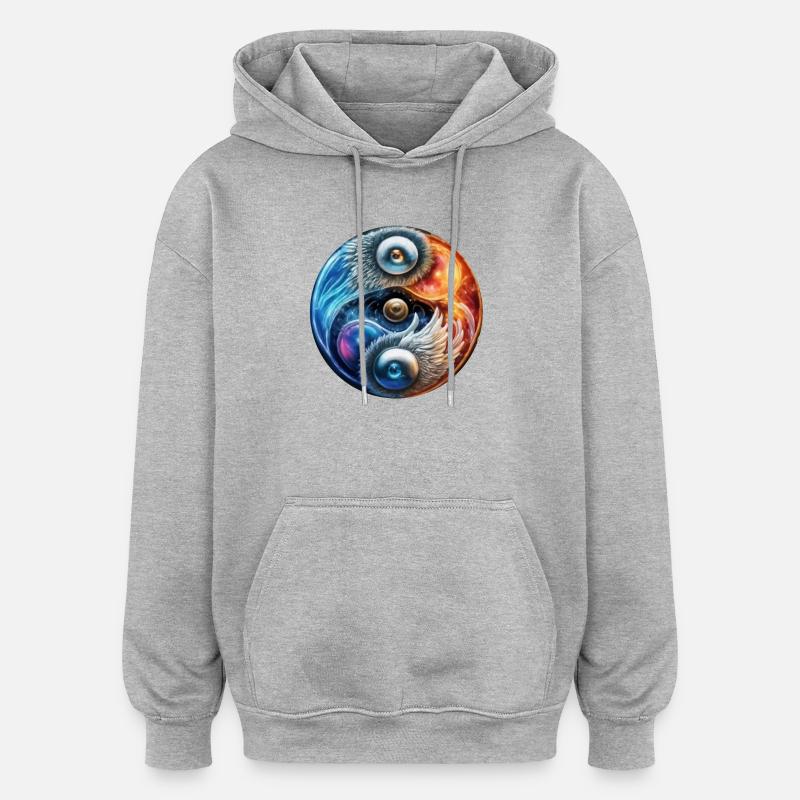 Yin Yang - Sweat à capuche oversize unisexe - gris chiné