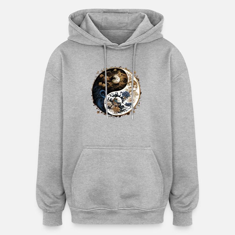 Yin Yang - Sweat à capuche oversize unisexe - gris chiné