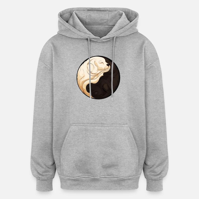 Chiot Yin Yang - Sweat à capuche oversize unisexe - gris chiné