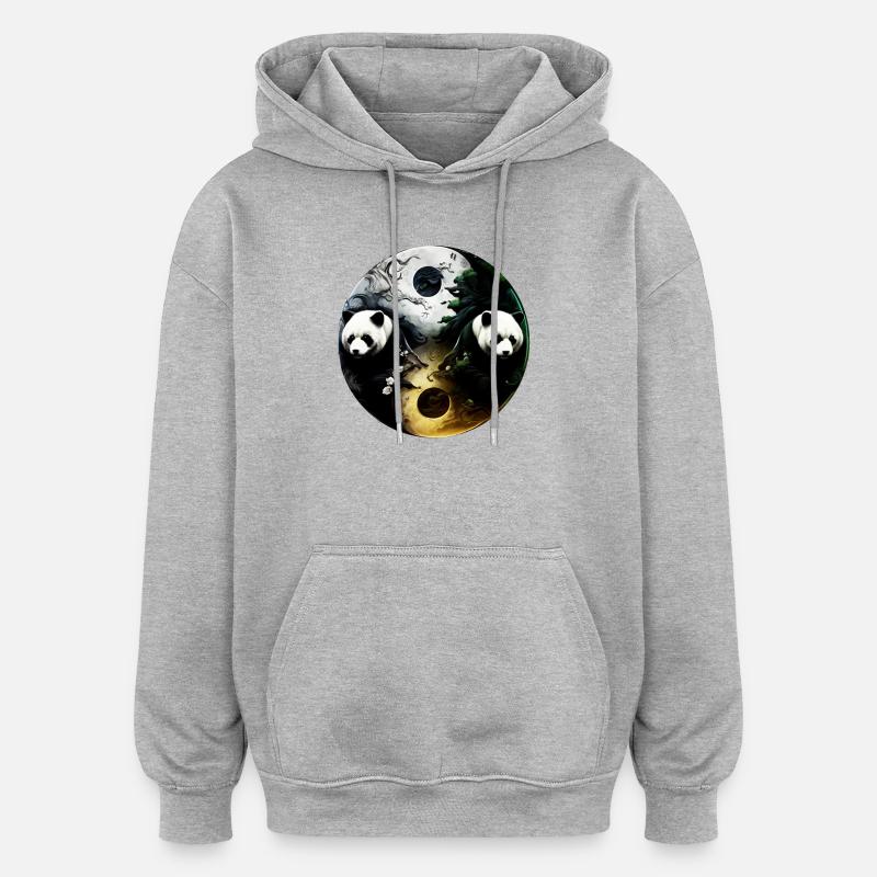Yin Yang Panda - Sweat à capuche oversize unisexe - gris chiné