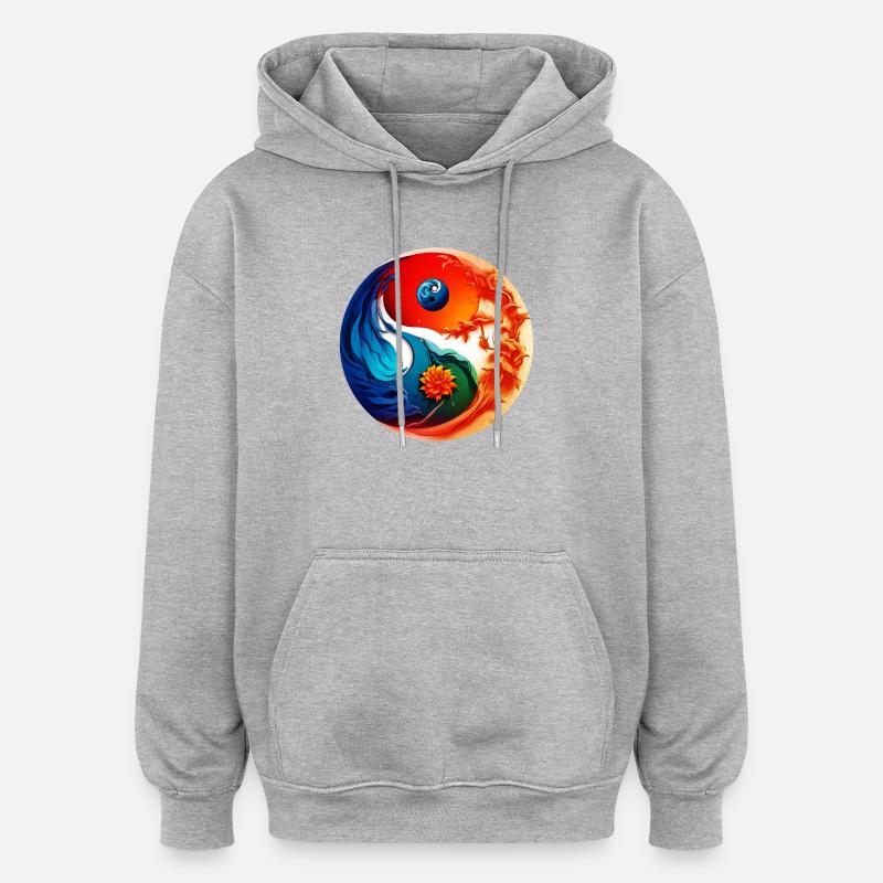 Yin Yang - Sweat à capuche oversize unisexe - gris chiné