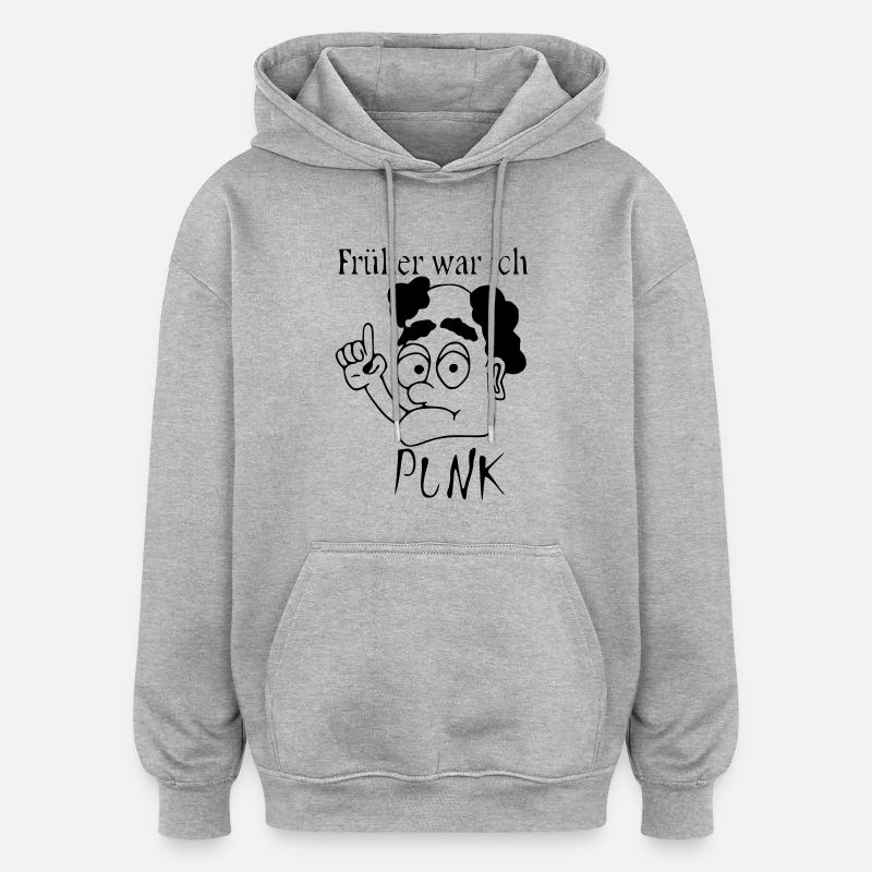 Alter Punk mit Glatze - Oversized Unisex Hoodie - Grau meliert