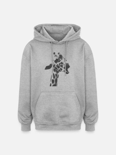 oh no giraffe - Oversized Unisex Hoodie - heather grey