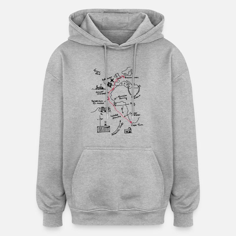 Polarstern Cruiseplot - Oversized Unisex Hoodie - Grau meliert
