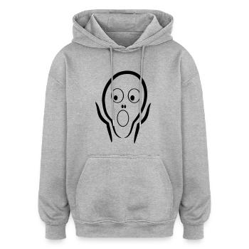 Der Schrei - Oversized Unisex Hoodie - Grau meliert - Vorne - Noah (186cm)