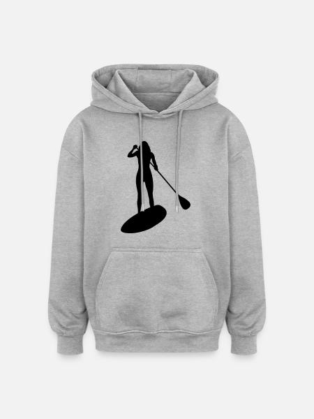 Stand up Paddling Frau - Oversized Unisex Hoodie - Grau meliert