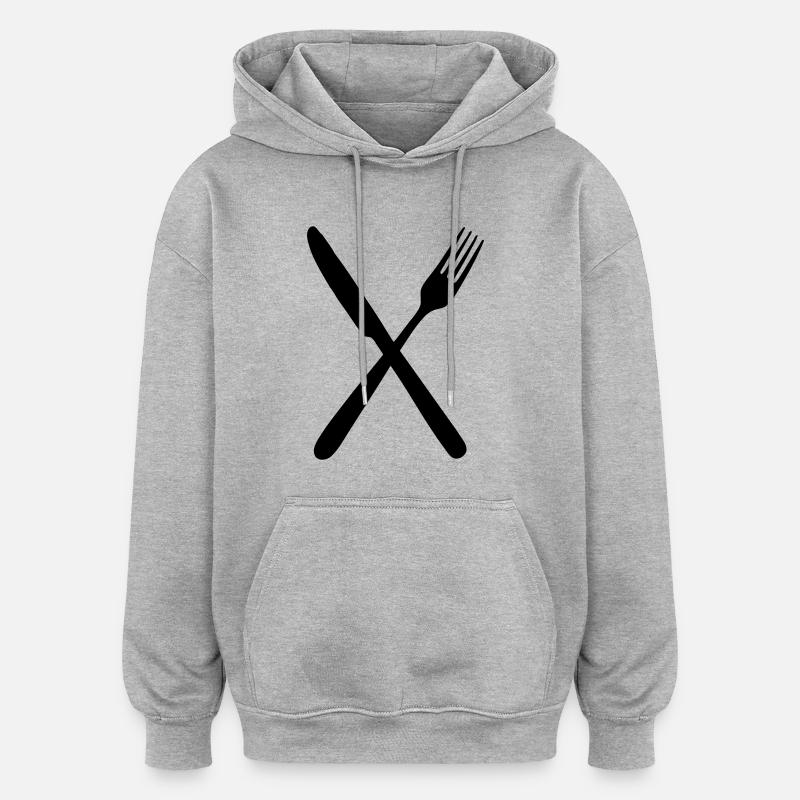 Fourchette et couteau - Sweat à capuche oversize unisexe - gris chiné