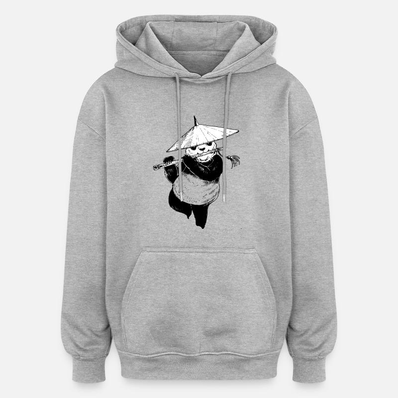panda - Sweat à capuche oversize unisexe - gris chiné