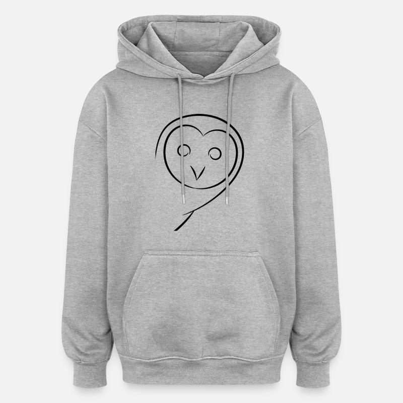 Eule - Oversized Unisex Hoodie - Grau meliert
