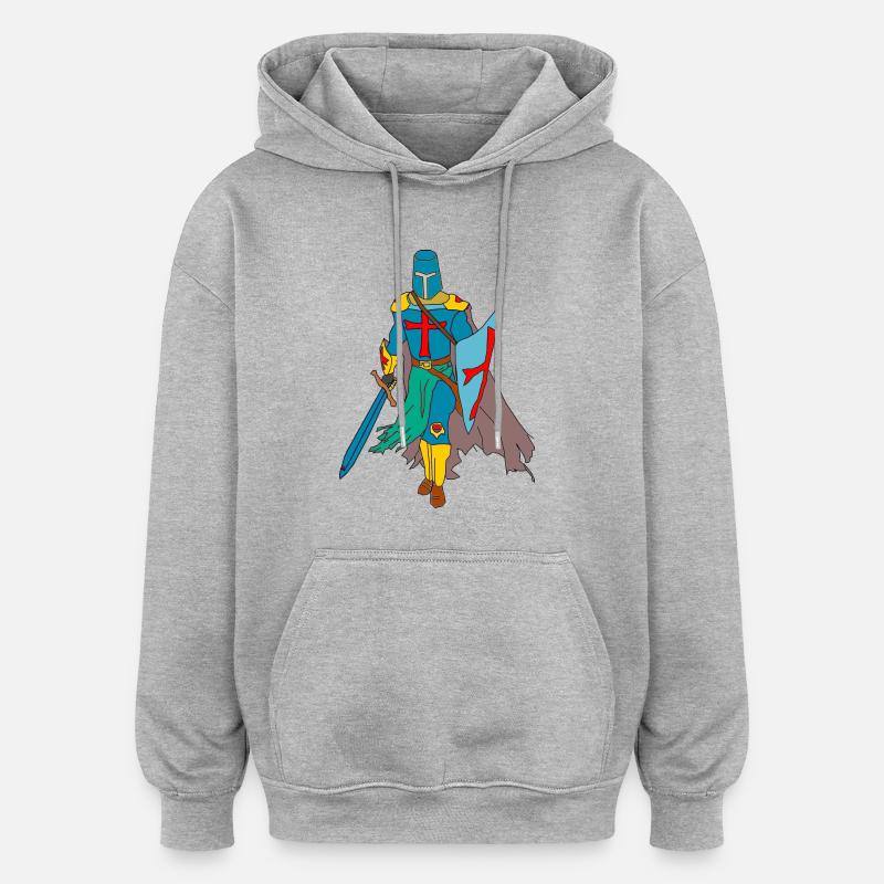 Ritter - Oversized Unisex Hoodie - Grau meliert
