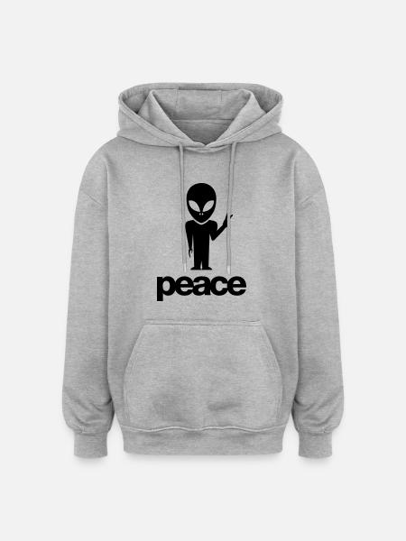 alien_peace_symbol_f1 - Oversized Unisex Hoodie - heather grey