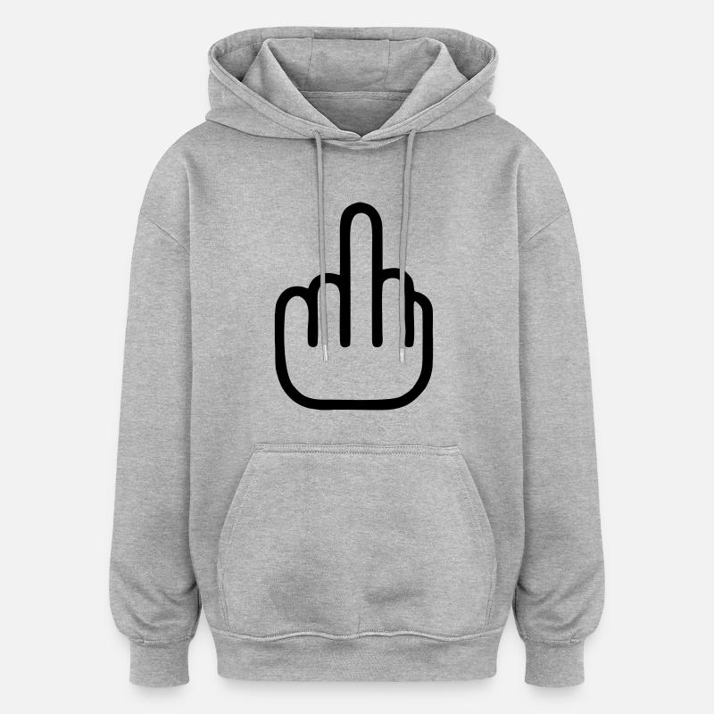 middle finger ★ Mittelfinger - Oversized Unisex Hoodie - Grau meliert