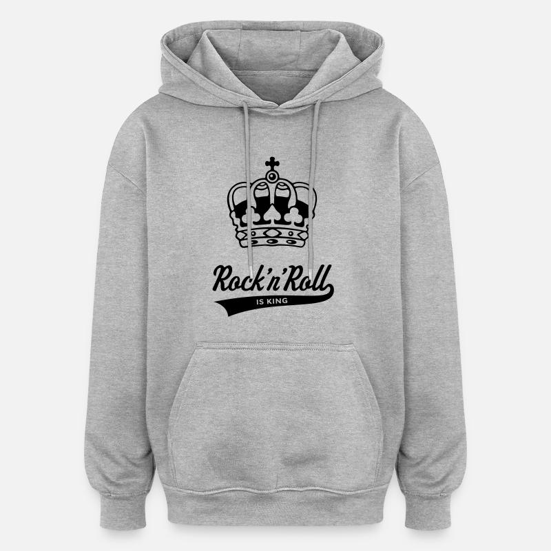 Rock 'n' Roll Is King - Oversized Unisex Hoodie - Grau meliert