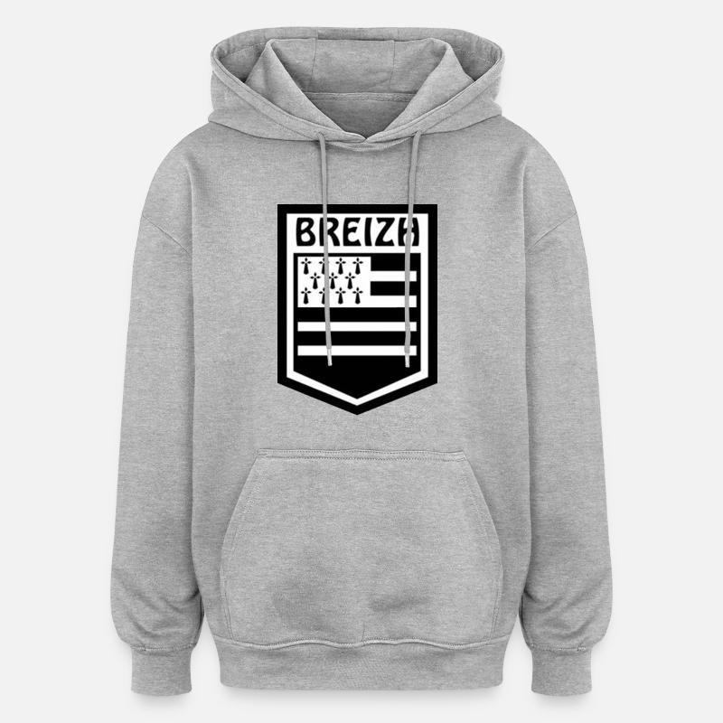 Drapeau Breton - Sweat à capuche oversize unisexe - gris chiné