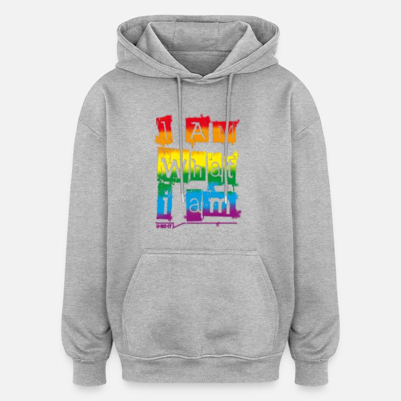 I Am What I Am - Sweat à capuche oversize unisexe - gris chiné