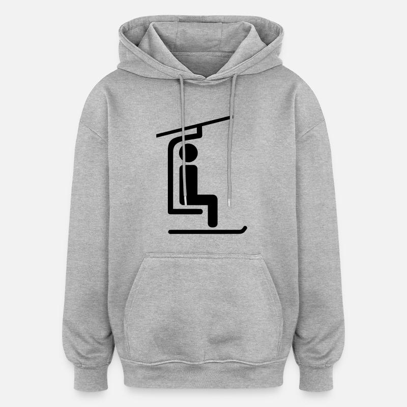 Télésiège - Sweat à capuche oversize unisexe - gris chiné