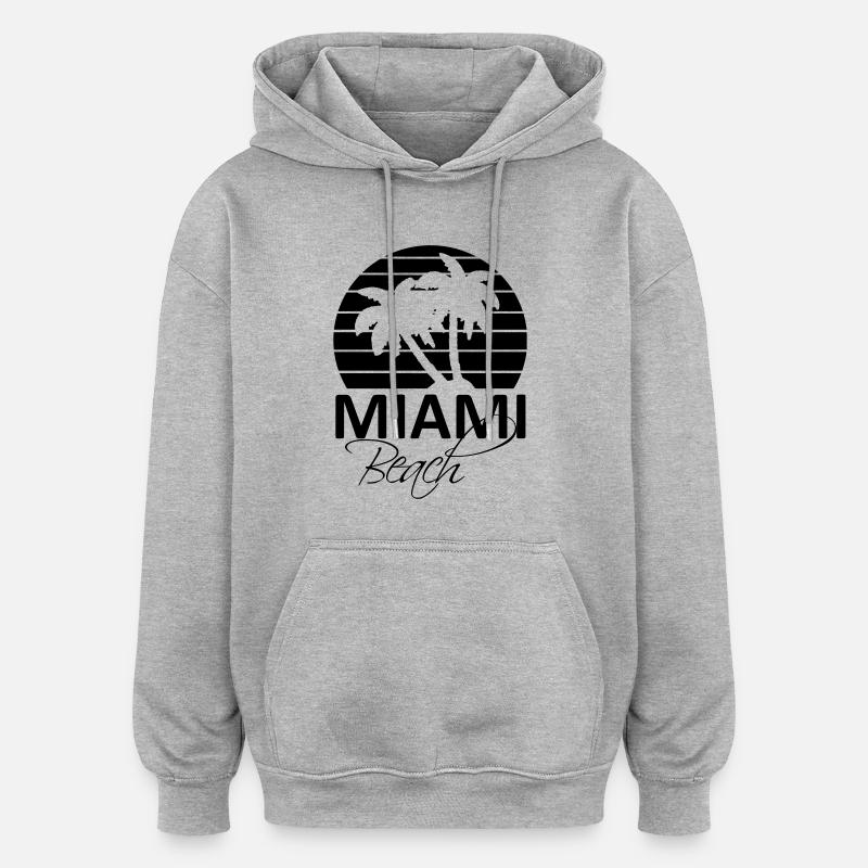 miami beach - Sweat à capuche oversize unisexe - gris chiné