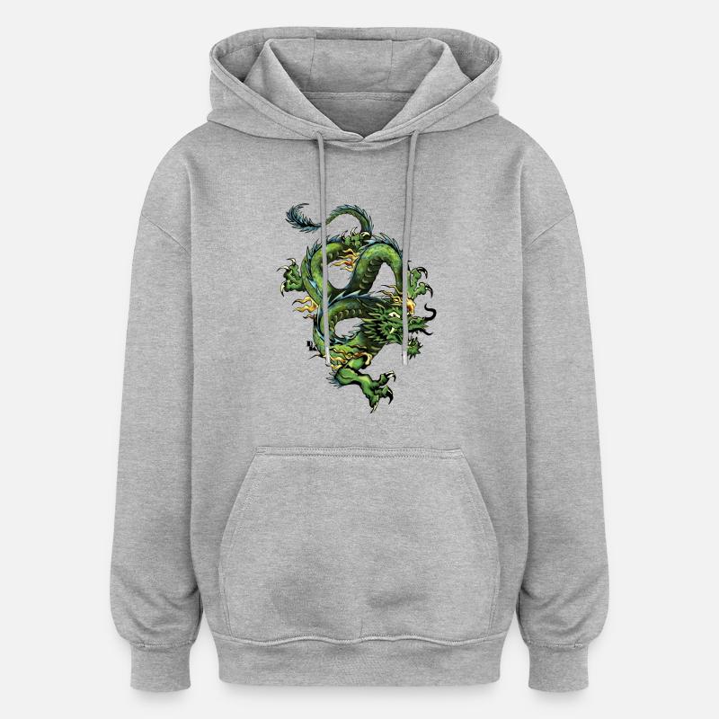 Chinesischer Drache 202 - Oversized Unisex Hoodie - Grau meliert