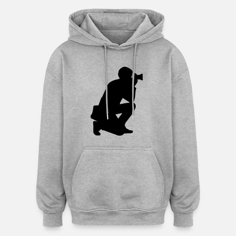 Photographe - Sweat à capuche oversize unisexe - gris chiné