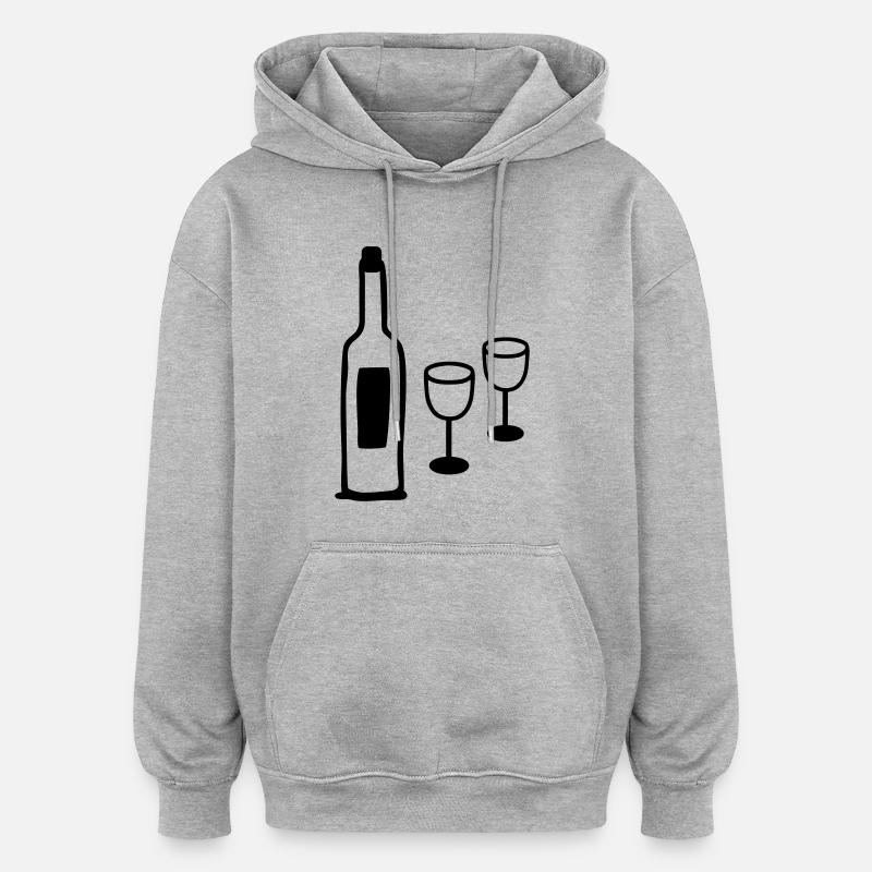 Wein & Weinglaeser - Oversized Unisex Hoodie - Grau meliert