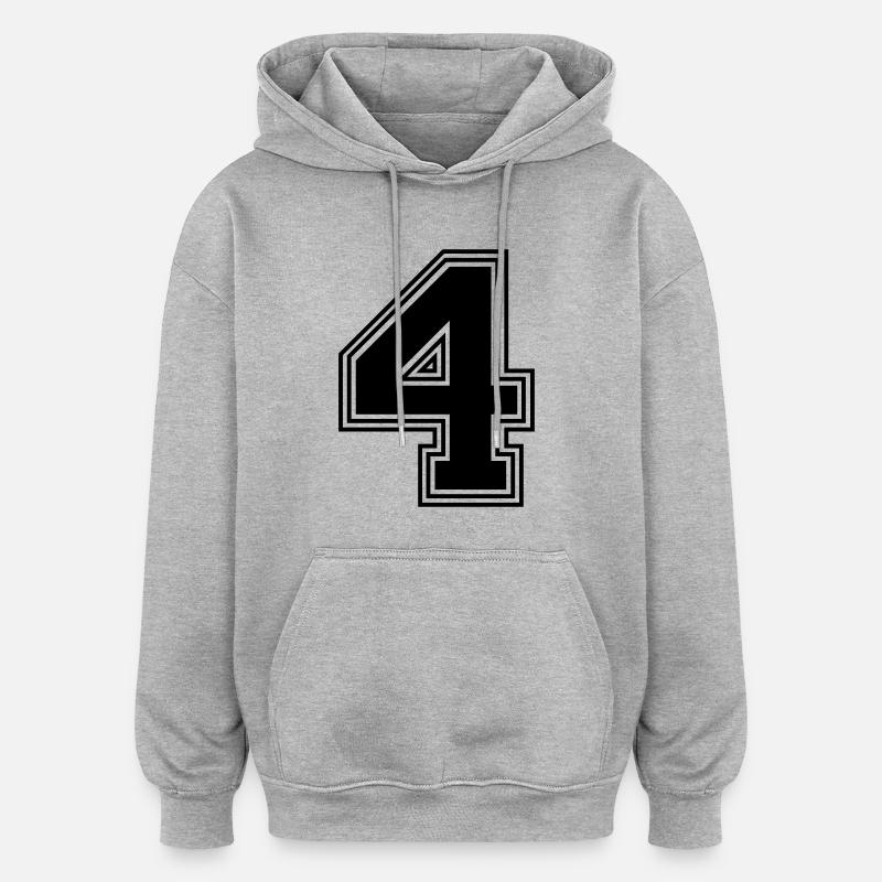 4_numéro_4_(s31) - Sweat à capuche oversize unisexe - gris chiné